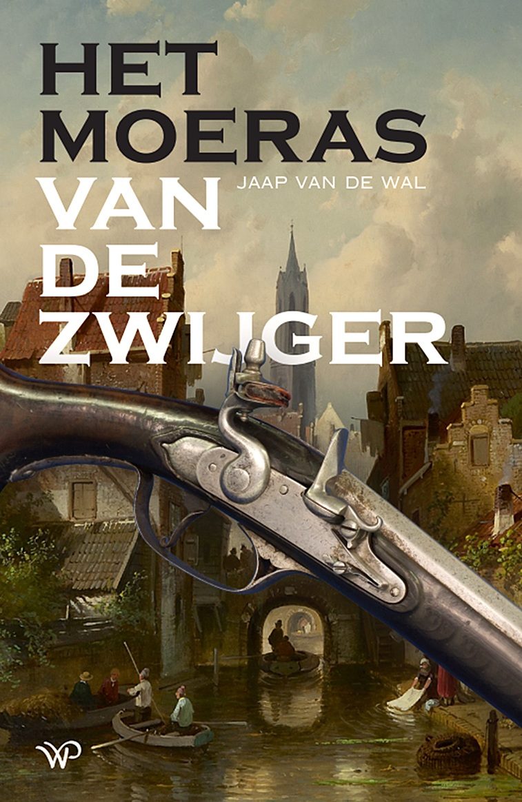 Boekomslag van "Het moeras van de zwijger" met een historische afbeelding en een geweer.
